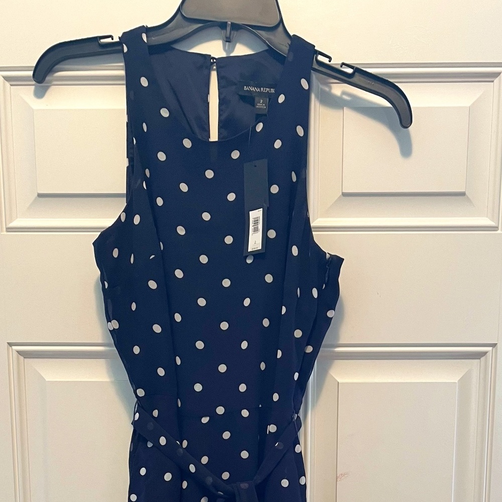 Banana Republic Size 2 Navy Polka Dot Dress-New with Tags